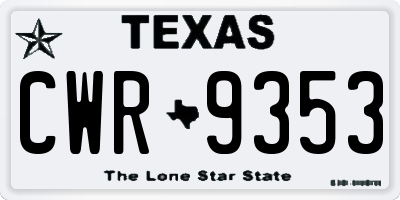 TX license plate CWR9353