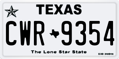 TX license plate CWR9354