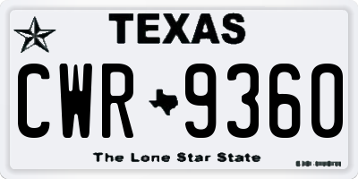 TX license plate CWR9360