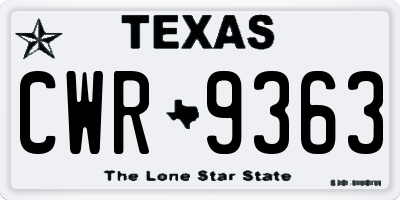 TX license plate CWR9363