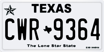 TX license plate CWR9364