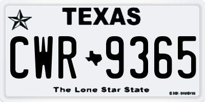 TX license plate CWR9365