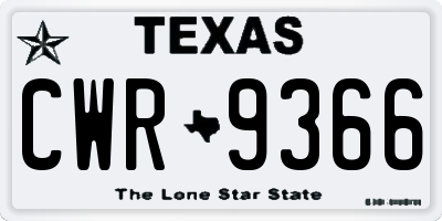 TX license plate CWR9366