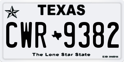 TX license plate CWR9382