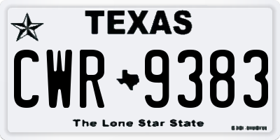TX license plate CWR9383