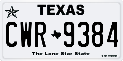 TX license plate CWR9384