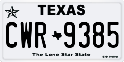 TX license plate CWR9385