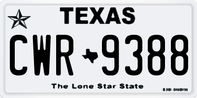 TX license plate CWR9388