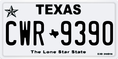 TX license plate CWR9390