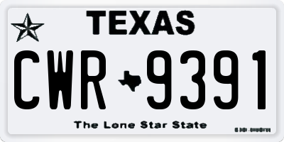 TX license plate CWR9391