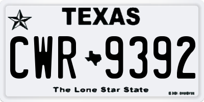TX license plate CWR9392