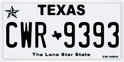 TX license plate CWR9393