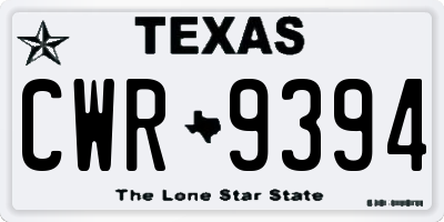 TX license plate CWR9394