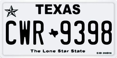 TX license plate CWR9398