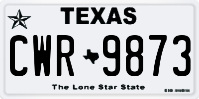 TX license plate CWR9873