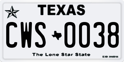 TX license plate CWS0038