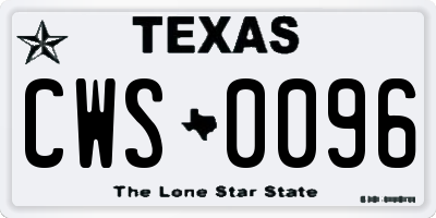 TX license plate CWS0096