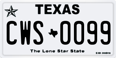 TX license plate CWS0099