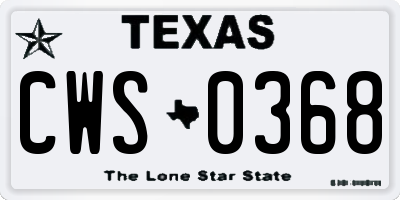 TX license plate CWS0368