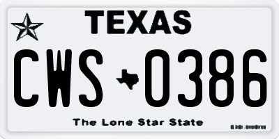 TX license plate CWS0386