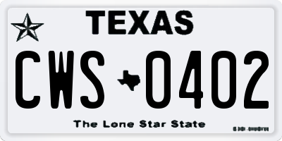 TX license plate CWS0402