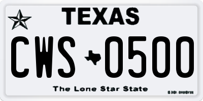 TX license plate CWS0500