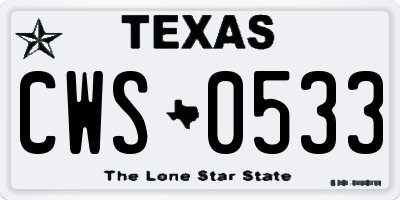 TX license plate CWS0533