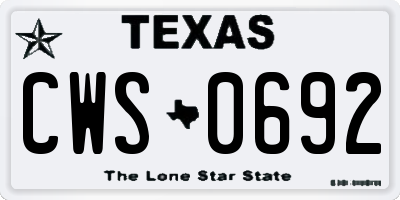 TX license plate CWS0692