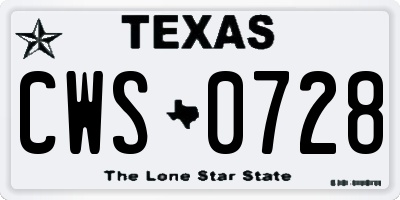 TX license plate CWS0728