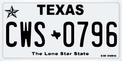 TX license plate CWS0796