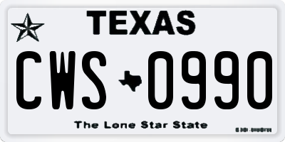 TX license plate CWS0990