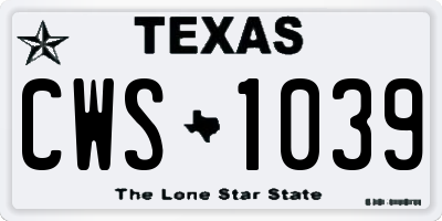 TX license plate CWS1039
