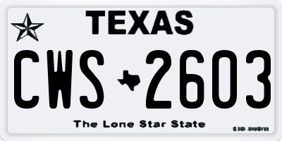 TX license plate CWS2603