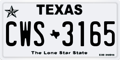 TX license plate CWS3165