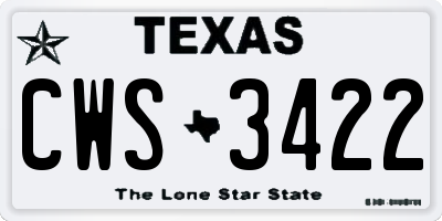 TX license plate CWS3422