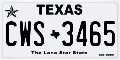 TX license plate CWS3465