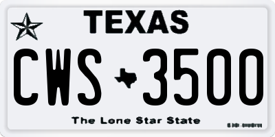 TX license plate CWS3500