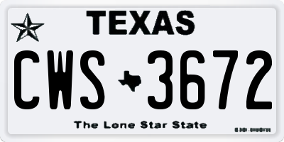 TX license plate CWS3672
