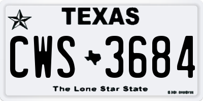 TX license plate CWS3684