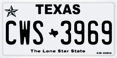 TX license plate CWS3969