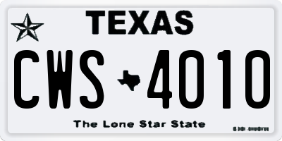 TX license plate CWS4010