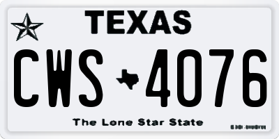 TX license plate CWS4076