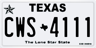 TX license plate CWS4111