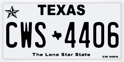 TX license plate CWS4406