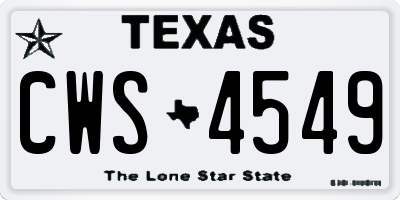 TX license plate CWS4549