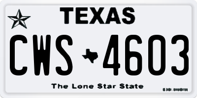 TX license plate CWS4603