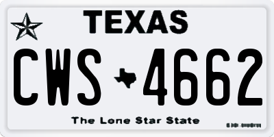 TX license plate CWS4662