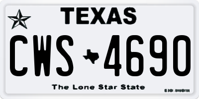 TX license plate CWS4690
