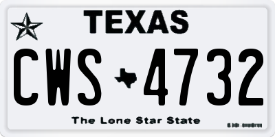TX license plate CWS4732
