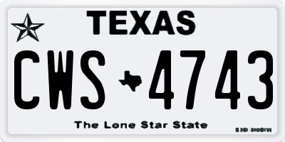 TX license plate CWS4743